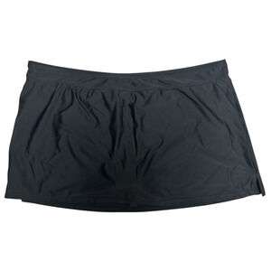 Mynah Swim Suit Skirt Bottom XXL Solid Black Mid Rise Pull-On Essential Bottoms
